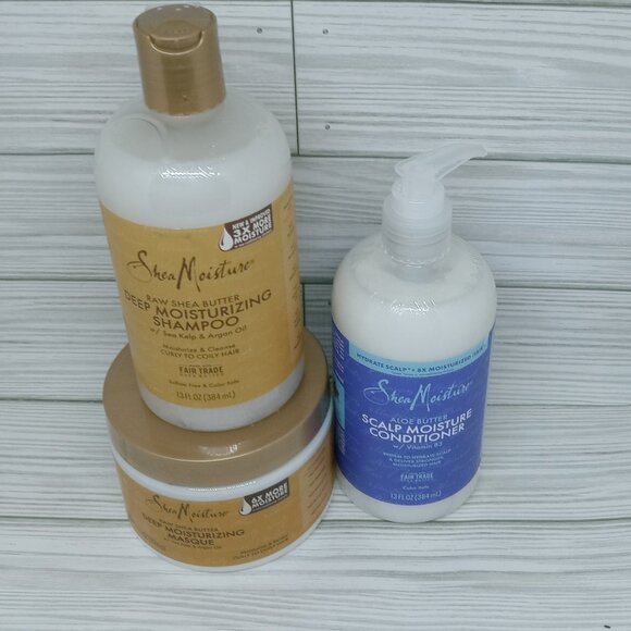 Shea Moisture Raw Shea Butter Shampoo+ Masque+ Scalp Conditioner Bundle Lot of 3 - Picture 3 of 5